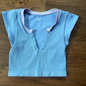 Urban Outfitters OU Out From Under short sleeve crop shirt S/XS Blue
